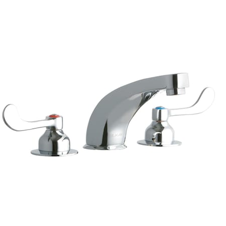 Elkay 8 Centerset With Concealed Deck Faucet With 6 Cast Fixed Spout 4 Wristblade Handles Chrome LK804CF06T4